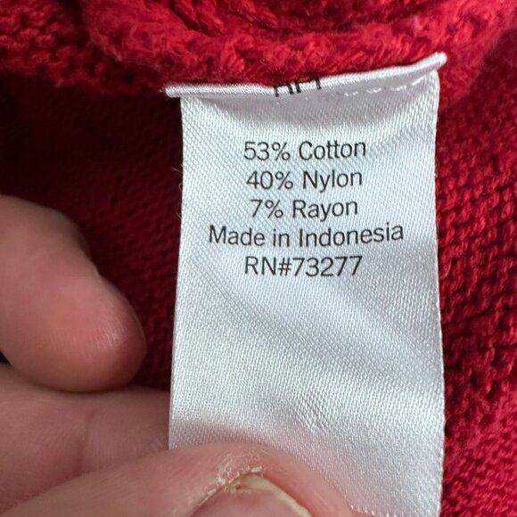 Sonoma Goods For Life Womens Red V-Neck Cable Knit Pullover Sweater Large Soft - Picture 4 of 5